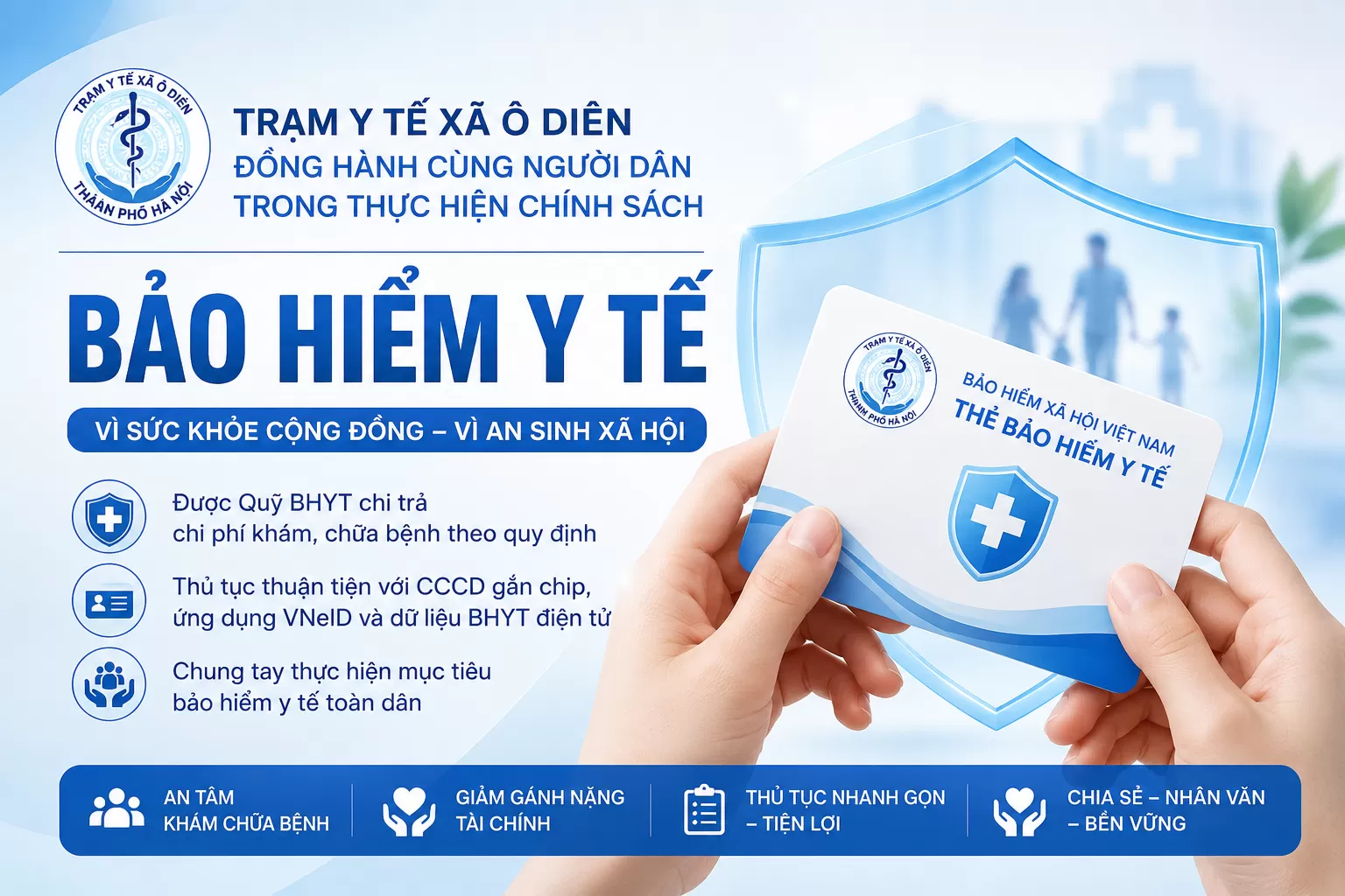 TRẠM Y TẾ XÃ Ô DIÊN ĐỒNG HÀNH CÙNG NGƯỜI DÂN TRONG THỰC HIỆN CHÍNH SÁCH BẢO HIỂM Y TẾ BẢO HIỂM Y TẾ