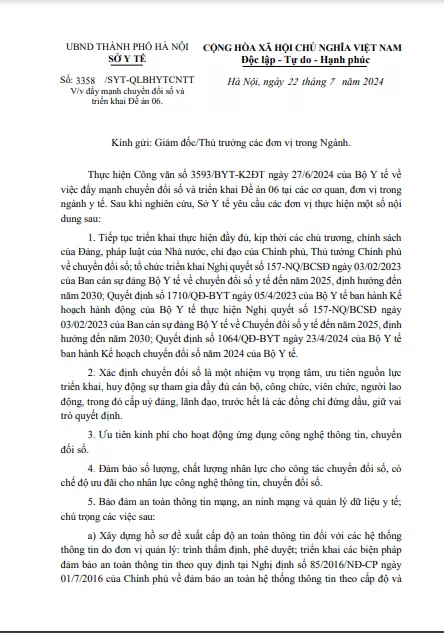 Về việc đẩy mạnh chuyển đổi số và triển khai Đề án số 06